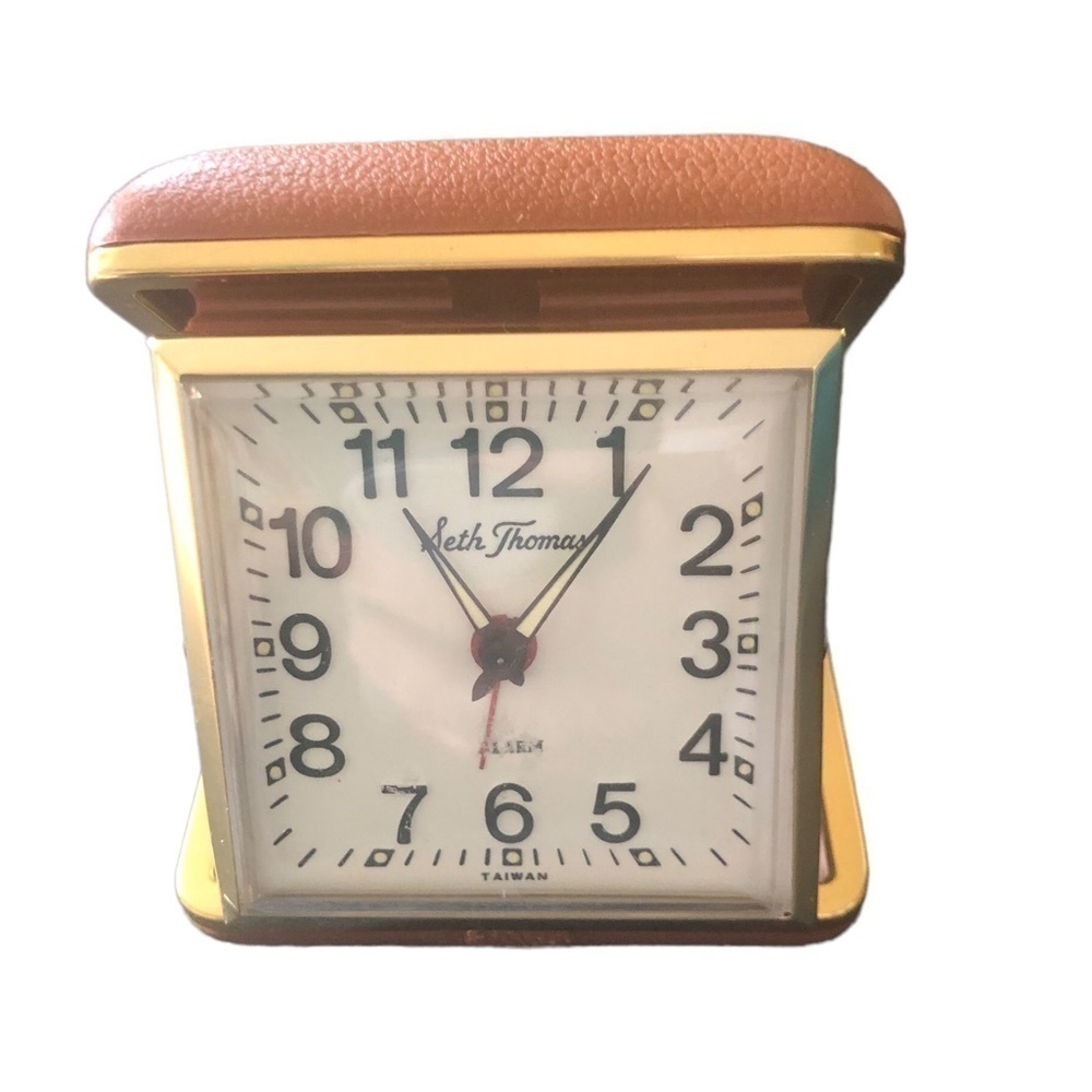 VTG Seth Thomas Travel Alarm Clock Working Condition Brown Case 3”X2.75”
